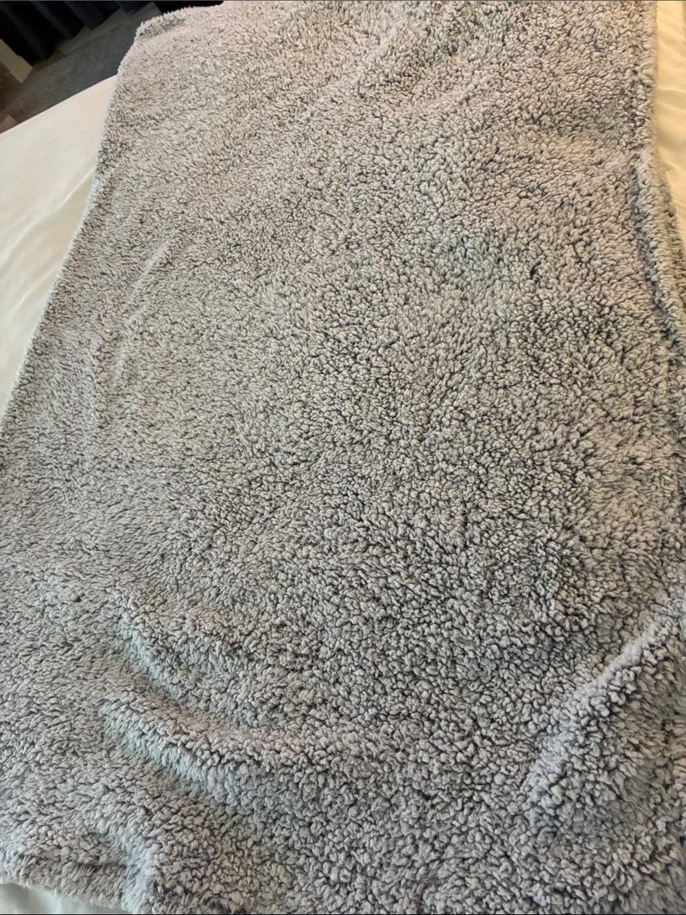 Plush Sherpa Throw Blanket in Light Gray